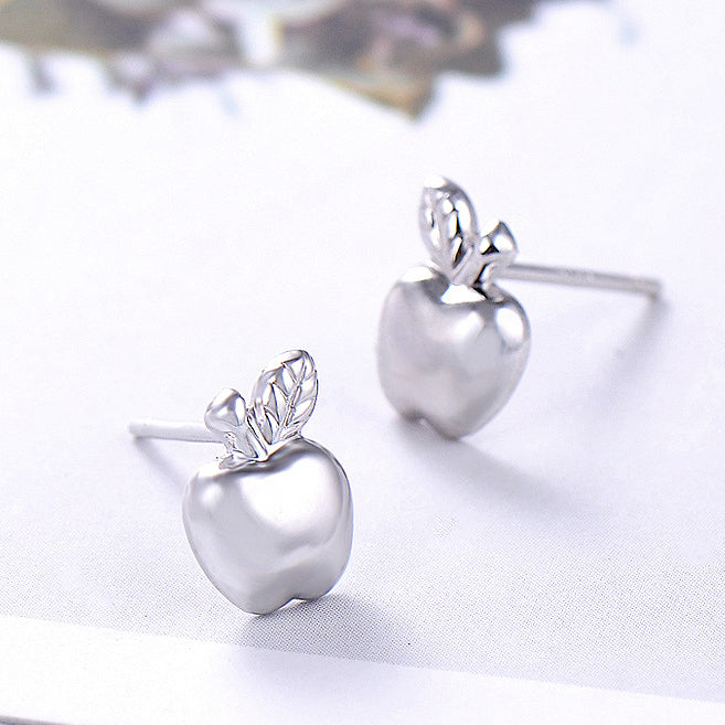 Pendientes con forma de manzana y fruta de plata de ley 925 (10 pares)