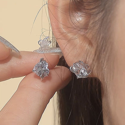 Pendientes de plata de ley 925 con forma de corazón y circonitas (10 pares)