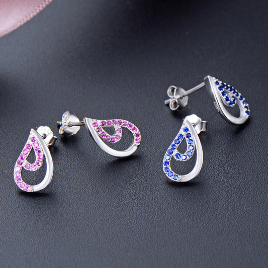 925 sterling silver cubic zirconia water drop shape stud earrings (10 pairs)