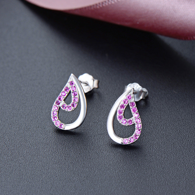 925 sterling silver cubic zirconia water drop shape stud earrings (10 pairs)