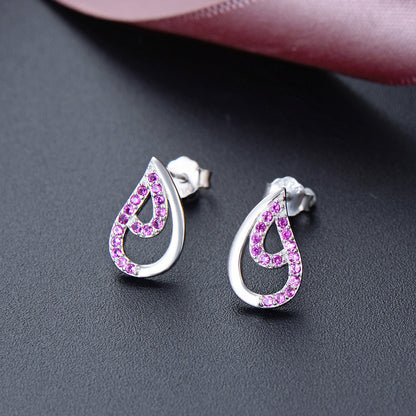 925 sterling silver cubic zirconia water drop shape stud earrings (10 pairs)