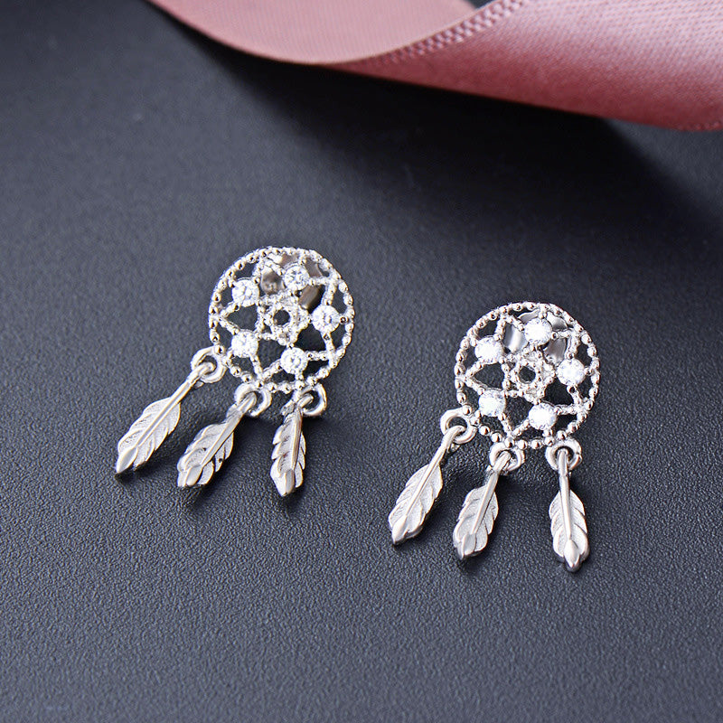 925 sterling silver lucky charm dreamcatcher stud earrings (10 pairs)
