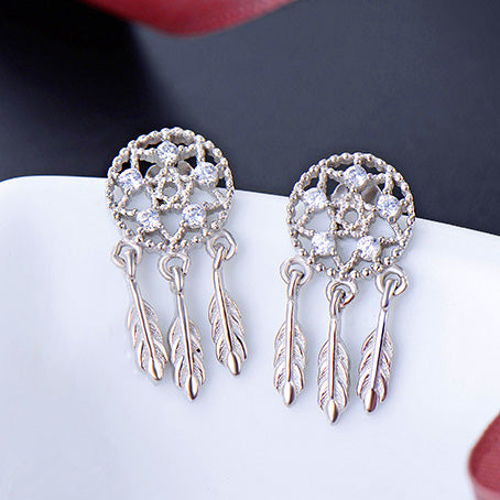 925 sterling silver lucky charm dreamcatcher stud earrings (10 pairs)