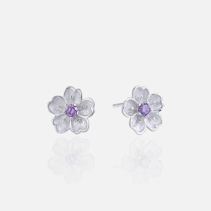 Boucles d'oreilles clous fleur de cerisier en argent sterling 925 (10 paires)