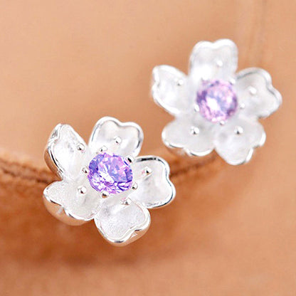925 sterling silver cherry blossom flower stud earrings (10 pairs)