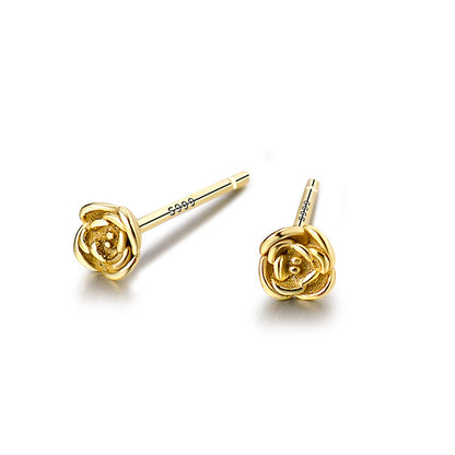 Pendientes de plata de ley 925 con pequeñas flores y rosas (10 pares)