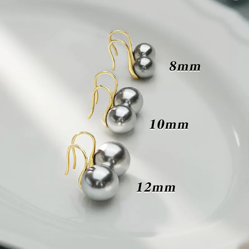 Boucles d'oreilles crochets français en argent sterling 925 avec perles grises (10 paires)