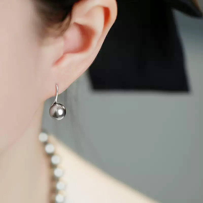 925 sterling silver grey pearl French hook earrings (10 pairs)