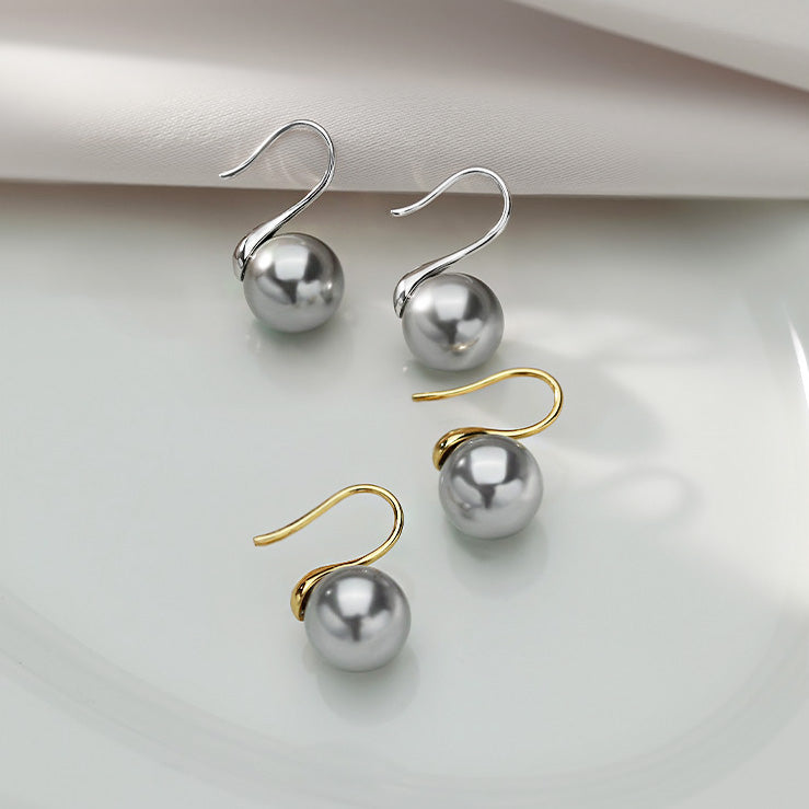 925 sterling silver grey pearl French hook earrings (10 pairs)