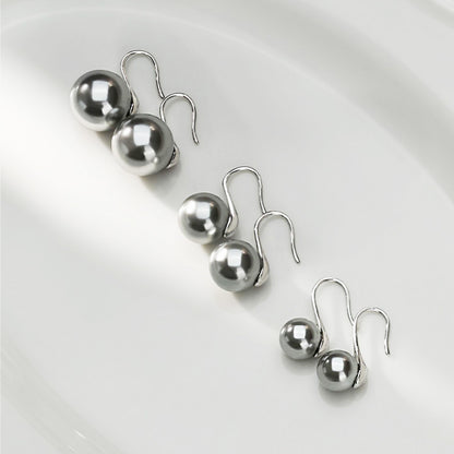 Boucles d'oreilles crochets français en argent sterling 925 avec perles grises (10 paires)