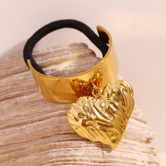 Metal heart hair ties for women