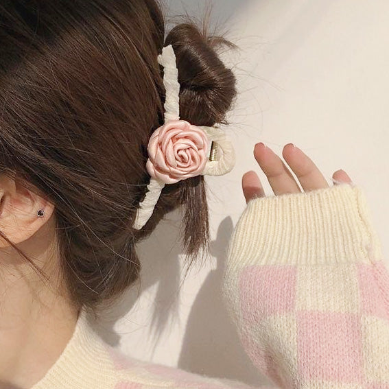 Wholesale hair accessories pink camellia flower Hair Claws (5 pcs)