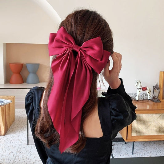 Wholesale price headwear women big long tail bow hair clips (5 pcs)