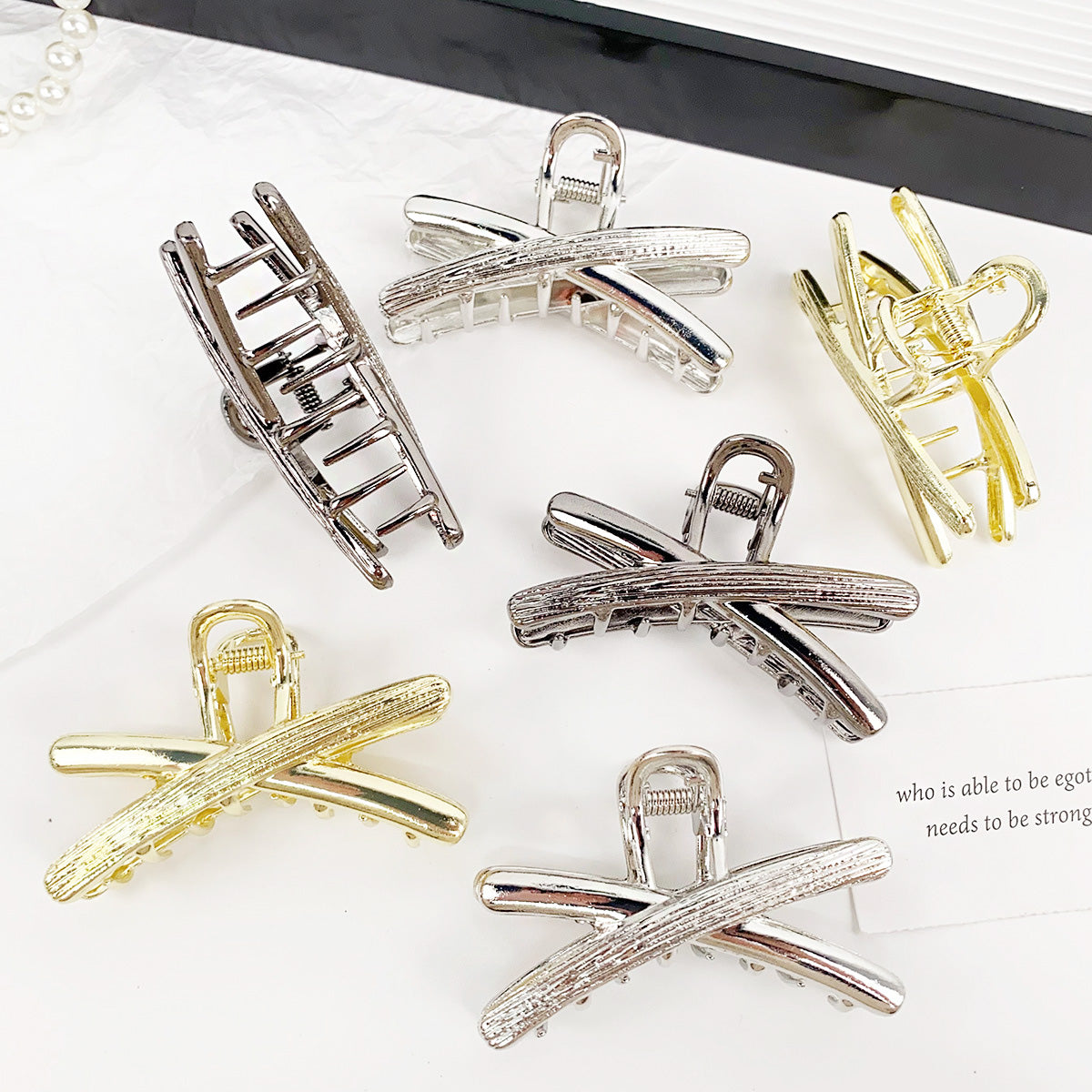 Everyday women's hair accessories metal alloy 7cm cross hair claw clips  (5 pcs)