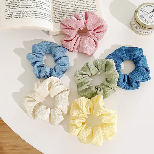 Girls candy color elastic hair tie band scrunchie (5 pcs)