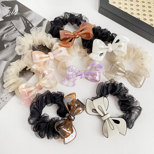 Acetic acid acetate bow shape charms hair tie scrunchies bands (5 pcs)