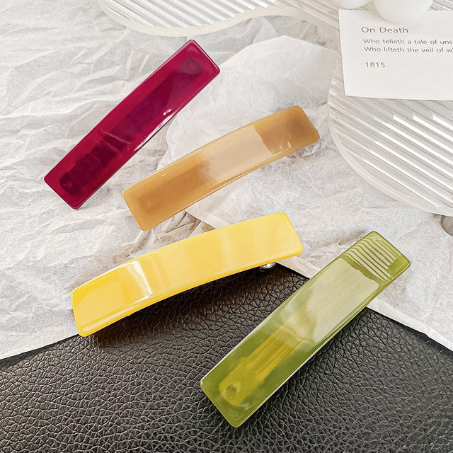 Solid color acetic acid acetate rectangle hair barrette clips (5 pcs)