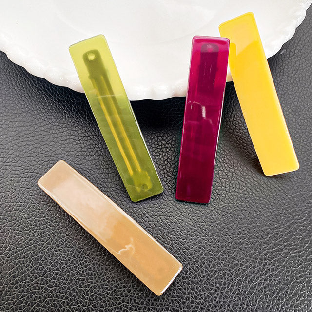 Solid color acetic acid acetate rectangle hair barrette clips (5 pcs)