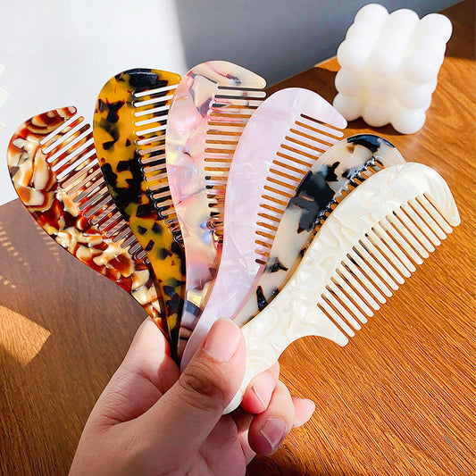 Portable plastic acetic acid acetate handle hair combs (5 pcs)