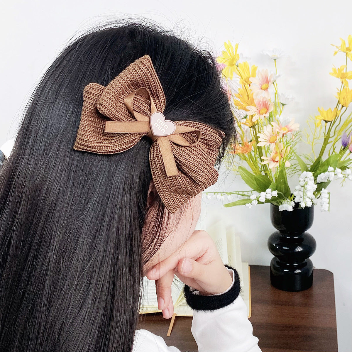 French retro hair accessories knitted bowknot side hair alligator clips (5 pcs)