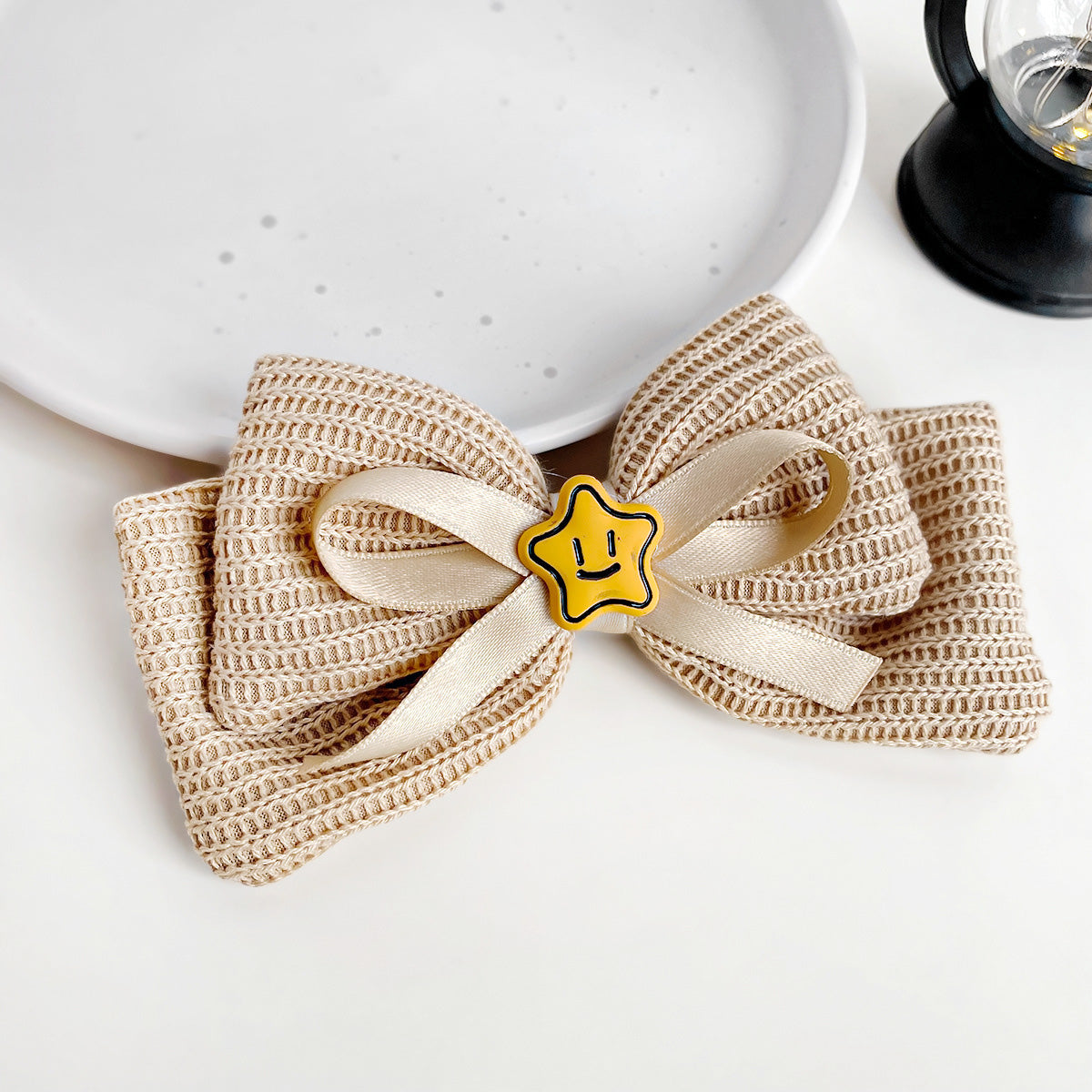 French retro hair accessories knitted bowknot side hair alligator clips (5 pcs)