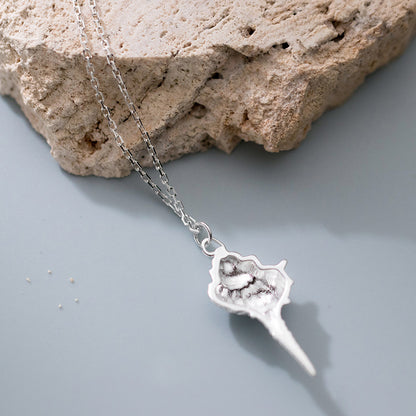 Collier pendentif en forme de coquille de conque de plage en argent sterling S925, ensemble de 10