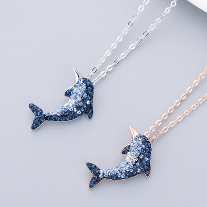 925 sterling silver blue zircons dolphin pendant necklace Set of 5