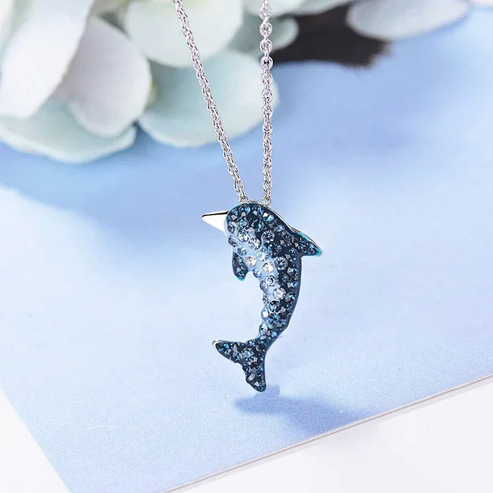 925 sterling silver blue zircons dolphin pendant necklace Set of 5