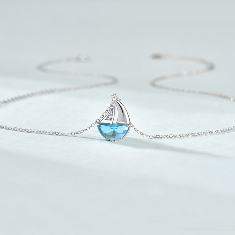 925 sterling silver CZ sailboat pendant necklace set of 5