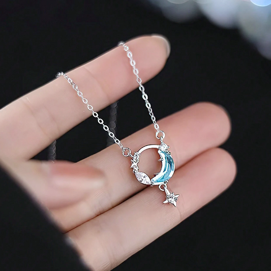 925 sterling silver star and moon pendant necklace set of 10