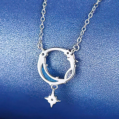 Juego de 10 collares con colgante de estrella y luna de plata de ley 925