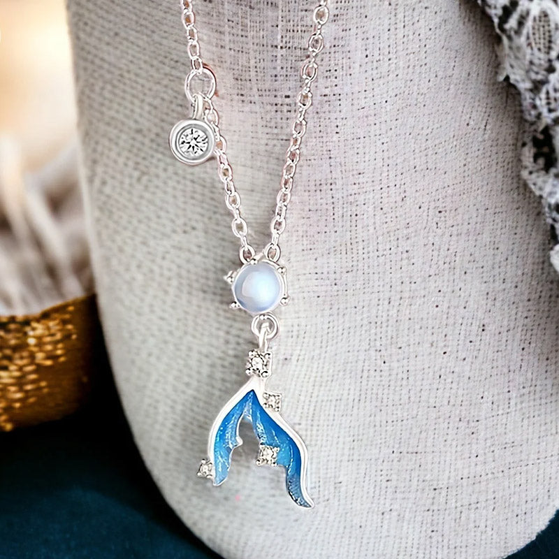 925 sterling silver moonstone mermaid tail necklace set of 5