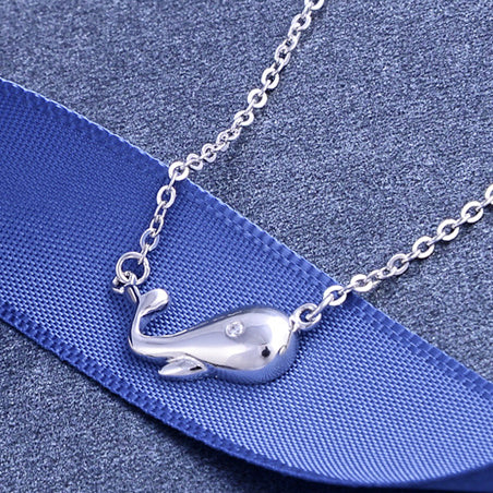 925 sterling silver cute small whale pendant necklace  set of 5