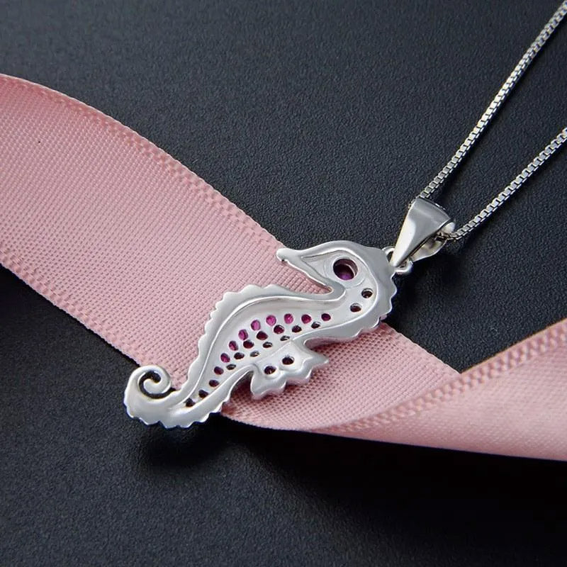 Collier pendentif hippocampe en argent sterling 925 rose cz, ensemble de 10