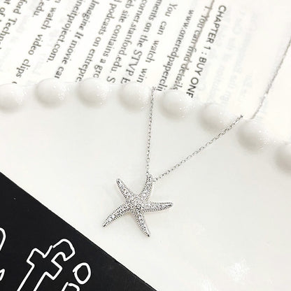 925 sterling silver sea beach pave cz stone starfish necklace set of 5