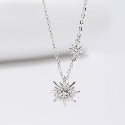 925 sterling silver sparkling starburst double sun necklace set of 5