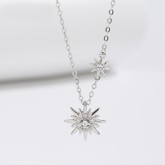 925 sterling silver sparkling starburst double sun necklace set of 5