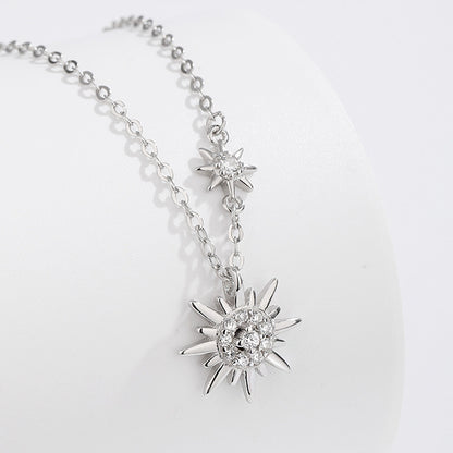 925 sterling silver sparkling starburst double sun necklace set of 5