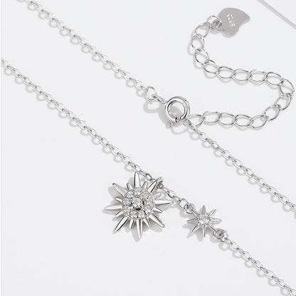 925 sterling silver sparkling starburst double sun necklace set of 5