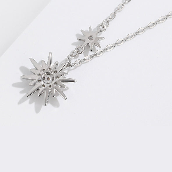 925 sterling silver sparkling starburst double sun necklace set of 5