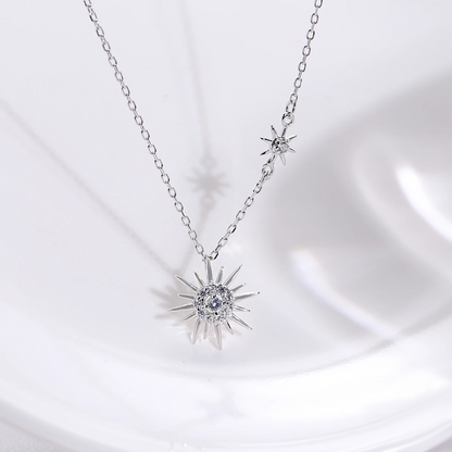 925 sterling silver sparkling starburst double sun necklace set of 5