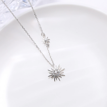 925 sterling silver sparkling starburst double sun necklace set of 5