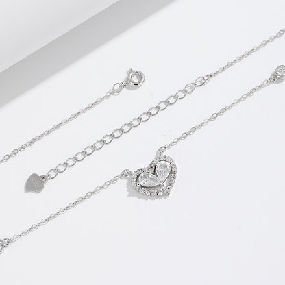 925 sterling silver cubic zirconia heart pendant necklace set of 5