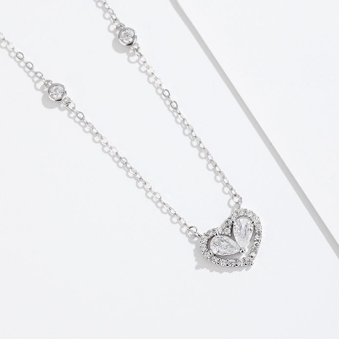 925 sterling silver cubic zirconia heart pendant necklace set of 5