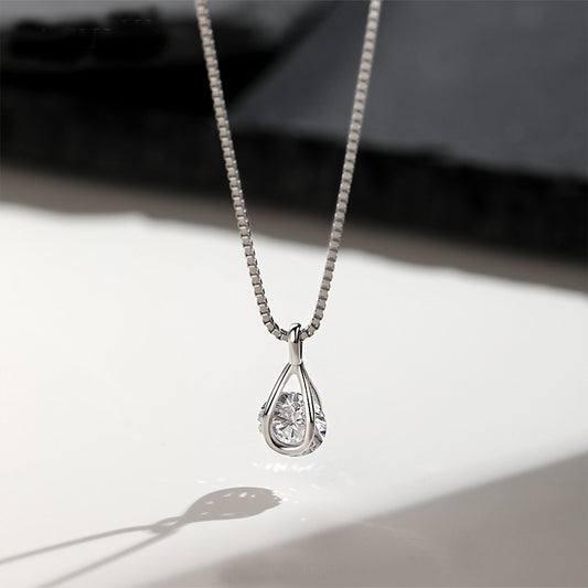 925 sterling silver teardrop single cubic zirconia pendant necklace set of 5