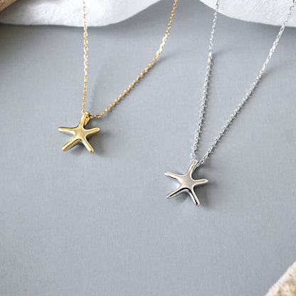 925 sterling silver sea beach simple geometric starfish necklace Set of 5