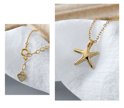 925 sterling silver sea beach simple geometric starfish necklace Set of 5