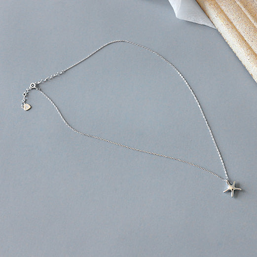 925 sterling silver sea beach simple geometric starfish necklace Set of 5