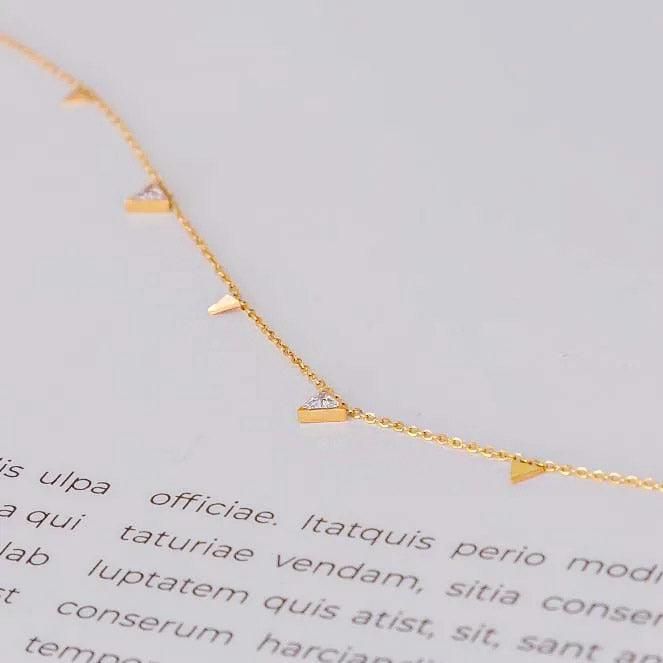 Collier chaîne à breloques triangle rectangle en argent sterling 925 doré Ensemble de 10