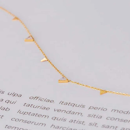 Collier chaîne à breloques triangle rectangle en argent sterling 925 doré Ensemble de 10